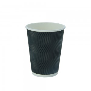 Tasses de papier peint de l'ondulation 12oz