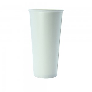 Vasos de papel revestidos dobles de pared simple blancos de 22 oz