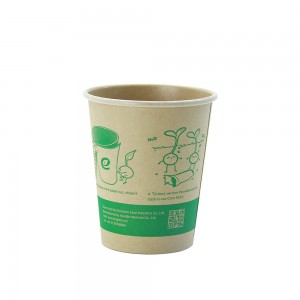 Vasos de papel de pared simple de pulpa de bambú de 8 oz