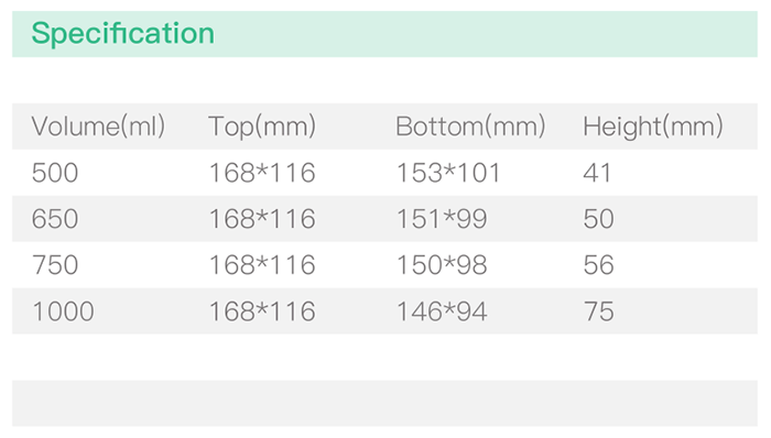 Kraft Rectangular Bowl Specification