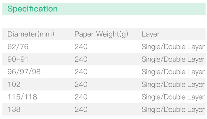 Especificação de tampa de papel revestido PLA